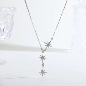 Collier pendentif étoile pour femme en acier inoxydable 304 avec incrustation de zircon naturel, chaîne en câble plaquée or 14K/18K - Product Image 3