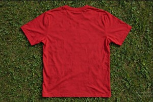 T-shirt à manches courtes pour homme REBA, rouge, col rond, polyester/coton, bordure contrastée - Product Image 5