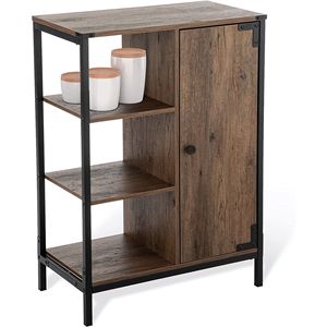 Mobile da soggiorno 34"H x 24"W x 13"D con struttura in acciaio, 3 ripiani, marrone - Product Image 1