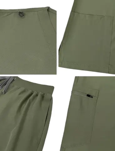 Ensembles d'uniformes médicaux pour femmes, haut à col montant et manches courtes, respirant, confortable, couleur personnalisable, deux pièces, tricoté extensible - Product Image 4
