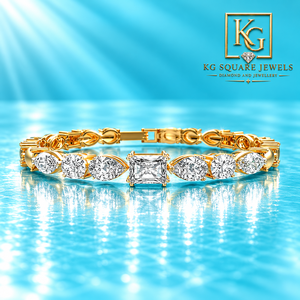 Bracelet tennis élégant en or 18 carats avec diamants de laboratoire E VVS de formes multiples pour femmes, bijoux ethniques, certifié IGI, design de luxe - Product Image 2
