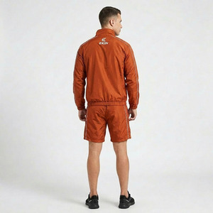 OEM Wholesale Men's Lightweight Tracksuit Set <b>Zip</b> <b>Up</b> <b>Jacket</b> With Shorts Athletic Jogging Suit Side Stripe - Product Image 4
