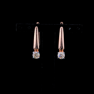 18K <b>Diamond</b> Rose Gold <b>Earrings</b> Round Brilliant Cut Natural White <b>Diamond</b> Luxury Women's Wedding Engagement Gift - Product Image 1