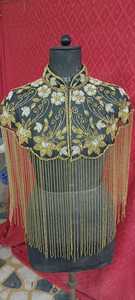 Élégante Cape Vintage Respirante à Paillettes et Pompons, Couvre-Épaules Brodé à Bouton Unique, Courte et Fine en Nylon pour Mariage et Soirée - Product Image 4