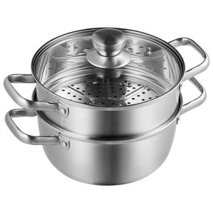Olla Vaporera de Acero Inoxidable de 8.66in/22cm, Olla de Gran Capacidad de 3QT para Cocinar Verduras para Uso Diario - Product Image 1