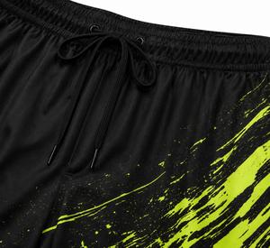 Shorts de sport respirants pour hommes à fermeture éclair, taille mi-haute, séchage rapide, cordon de serrage à la taille, longueur Bermuda, motif uni, tissu tricoté 120g - Product Image 4