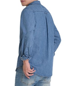 Men's Denim Shirt Long Sleeve Button <b>Down</b> Casual Solid Color Cotton Regular Fit Turn-<b>down</b> Collar Full Sleeve All Seasons - Product Image 6