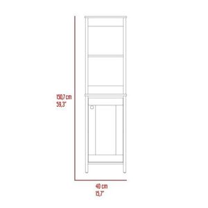 DEPOT E SHOP Mobiletto da bagno a porta singola New Haven in lino con finitura grigio chiaro, due ripiani interni e due ripiani aperti - Product Image 5