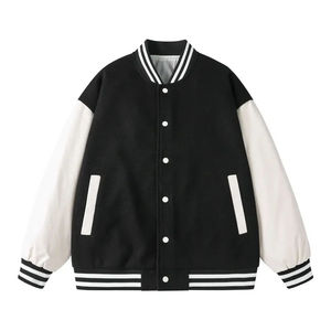 High Quality College Baseball Style Varsity Jacket <b>Men</b> Trendy Sportswear Cotton Fabric Plain Dyed Front Windproof Breathable - Product Image 1