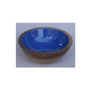 Tazón de madera de mango moderno con esmalte seguro para alimentos en color azul, otros tamaños y formas disponibles, vajilla, cuencos para servir, ensaladeras - Product Image 2