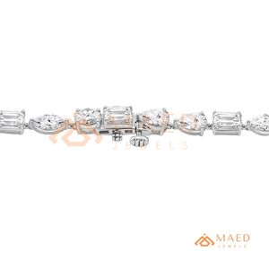 สร้อยข้อมือเทนนิสเงินแท้ 925 ประดับมอสซาไนต์ทรงลูกแพร์และทรงเหลี่ยมมรกต สำหรับผู้หญิง เครื่องประดับแฟชั่นสไตล์หรูหราจากเบเวอร์ลี่ฮิลส์ - Product Image 6