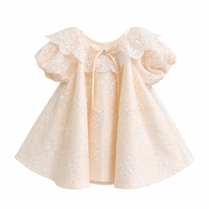 Vestido de Princesa con Encaje Bordado y Cuello Festoneado para Bebés Niñas |   Vestido Elegante de Boutique - Product Image 1