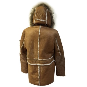 Premium Genuine Leather Shearling <b>Jacket</b> for Men Warm <b>Sheepskin</b> Fur Aviator Winter Coat Luxury Durable Biker Outerwear Style - Product Image 3
