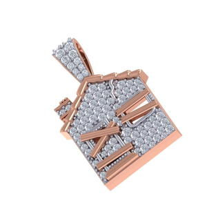Customized Cute House Rose Gold Plated VVS Moissanite S925 <b>Silver</b> IGI Certified Diamond Pendants & <b>Charms</b> Diamond Jewelry - Product Image 2