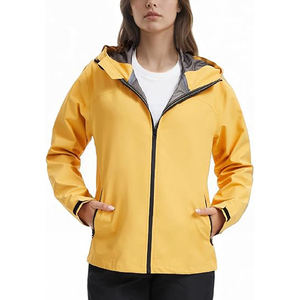 <b>High</b> <b>Visibility</b> Women's Yellow Safety Windbreaker Bright Hooded Waterproof <b>Running</b> <b>Jacket</b> - Product Image 1