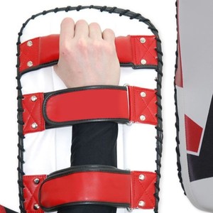 Adjustable Wrist <b>Strap</b> Kickboxing Pad with Velcro Closure Red White Faux Leather for Adults Martial Arts Training - Product Image 4
