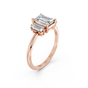 ZOTA JEWEL แหวนหมั้นเพชร 14K สำหรับผู้หญิง โรสโกลด์ ได้รับการรับรองจาก IGI เพชรเพาะเลี้ยง 1.17 กะรัต ทรงเอเมอรัลด์ ดีไซน์คลาสสิก ประดับเพชรด้านข้าง - Product Image 4