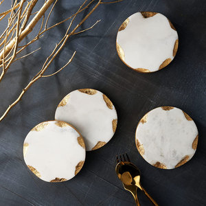 Modern <b>Marble</b> <b>Coaster</b> With Gold Touch Perfect For Elegant Table Styling Dining Areas And Guest Serving Wholesale From India - Product Image 4