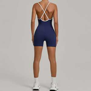 Combinaison de yoga colorblock à dos croisé pour femme - Combinaison de sport gainante, anti-transpiration et respirante - Product Image 4