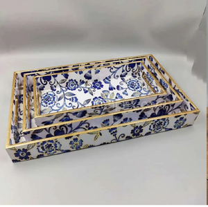 ชุดถาดลายดามัสก์สีดำและสีทองฝังกระดูกงู  จำหน่ายในราคาขายส่ง เหมาะสำหรับการรับรองแขกอย่างเป็นทางการและเป็นของขวัญระดับพรีเมียม - Product Image 3