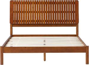 TNT Queen Size Espresso Solid Wood <b>Bed</b> <b>Frame</b> with Vertical Slatted Headboard – Transitional Traditional Design - Product Image 4