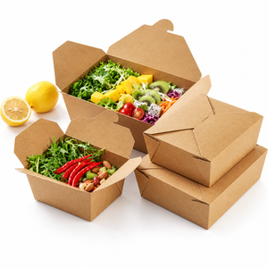 Boîtes repas en papier kraft, compatibles micro-ondes, pour plats chauds ou froids, vente en gros pour la restauration et les restaurants - Product Image 2