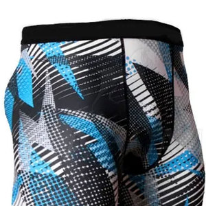 Leggings de compression intégrale pour homme Capcan, imprimé géométrique, en spandex et polyester tricoté, taille élastique sportive, toutes saisons - Product Image 3