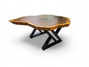 Modern Design Solid Epoxy <b>Log</b> Wood Center Table Live Edge Irregular Shape Black Metal Leg Eco-Friendly Waterproof Handmade - Product Image 6