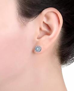 Orecchini a bottone in argento Sterling con opale e Zirconia simulato (4MM), creati per | Macacy's - Product Image 2
