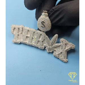 Hip Hop Bling Name Pendant <b>Iced</b> Out Moissanite Diamond Necklace Money Bag <b>Chain</b> Gift Jewelry - Product Image 6