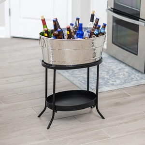 Seau à glace carré élégant en métal pour l'extérieur, grande capacité, avec éclairage LED, étanche, idéal pour les boissons en bouteille lors de vos fêtes - Product Image 4