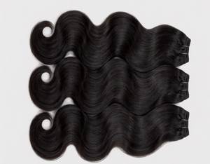 Virgin Indian Human Hair Weave <b>Body</b> <b>Wave</b> Natural Black 3 Bundles Full Head Extension with Transparent Lace 20 Inches - Product Image 3