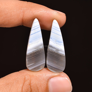 2025 haute qualité naturel Owyhee bleu opale Cabochon belle lâche en forme de poire paire pierres précieuses bijoux boucles d'oreilles faisant de la pierre - Product Image 2