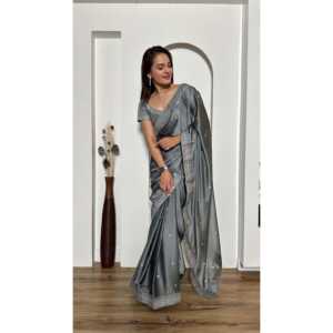 Belle robe de soirée Stone Work Saree pour les fêtes - Product Image 3