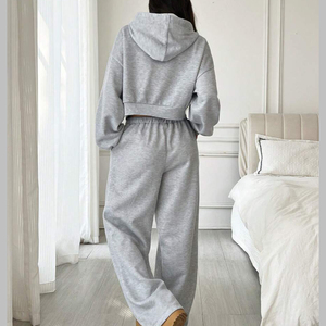 Hot Selling Winter Lace Hip Hop Color Block Zip Hoodie Baggy <b>Jogger</b> Sweatsuit 100% Cotton Breathable Gym Wear Tracksuit - Product Image 6