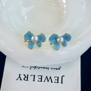 Blue Freshwater <b>Pearl</b> <b>Earrings</b> High-End Exquisite Sterling Silver Elegant Butterfly Design with Explosive Luxury Feeling - Product Image 5