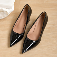 Escarpins en cuir verni noir de qualité supérieure à bout pointu, talons hauts, à enfiler, chaussures habillées toutes saisons