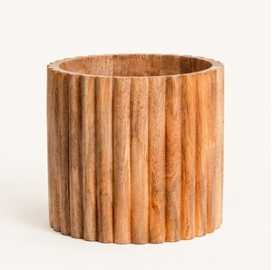 Jardinière en bois de manguier écologique, pot de fleurs moderne pour jardin intérieur et décoration de bureau à domicile, pots en bois personnalisables en gros - Product Image 1