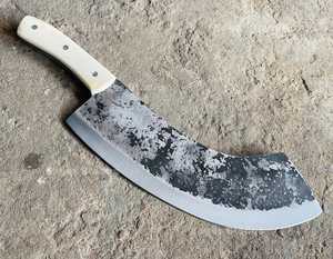 Hand Forged Stainless Steel Turkish Meat Mincer Cleaver Knife Bone Handle Traditional Chef Knife Handmade <b>Kitchen</b> Knives - Product Image 5