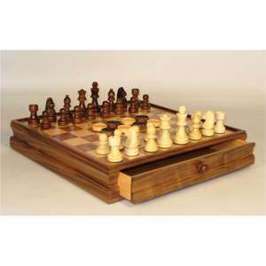Jeu d'échecs magnétique pliable en bois de 12/15 pouces, artisanat en bois et érable, jeu de société portable avec compartiments de rangement internes - Product Image 2