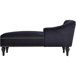 Chaise longue in velluto da 58 pollici con bracciolo destro, design trapuntato a bottoni e finiture con borchie, gambe in legno massello per soggiorno - Product Image 4