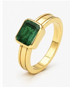 925 Sterling <b>Silver</b> <b>Emerald</b> Cut Green Lab Grown <b>Emerald</b> <b>Ring</b> Gold Plated Wholesale Jewelry - Product Image 4
