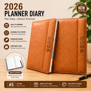Agenda en cuir PU de qualité supérieure B5 avec planification quotidienne et calendrier de poche pour le bureau et les voyages - Product Image 5