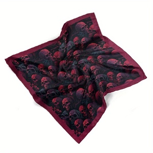 Pañuelo de Cabeza Cuadrado de Seda Satinada con Logotipo Personalizado, Diseño Geométrico de Hojas y Animales - Pañuelos Multifuncionales - Product Image 3