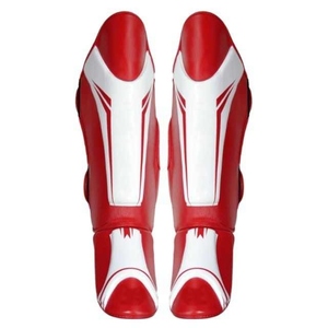 Protège-tibias de boxe Muay Thai sur mesure en cuir PU respirant avec fermeture auto-agrippante – Prix de gros AI-SG-006 - Product Image 1