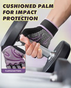 Gants de musculation pour femmes et hommes, avec support pour les poignets et paume rembourrée |   Gants de sport avec grip en silicone, gants d'entraînement respirants - Product Image 6