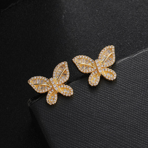 Boucles d'oreilles clous papillon en diamant de laboratoire pour femme, en argent 925, légères, avec diamant certifié, bijoux de luxe floraux, coffret cadeau - Product Image 4