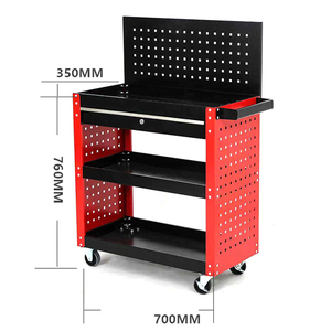 3 Tier High Quality Industrial Metal <b>Tool</b> Cart 4 Drawers Keyed Locking Hanging Back Board Handle Wheel 300kg Load Capacity - Product Image 1