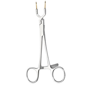 Pince de maintien de couronnes KERAMOGRIP 145 mm en acier inoxydable, pointes diamantées elliptiques, cliquet gradué pour laboratoire dentaire - Product Image 1