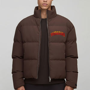 Veste matelassée courte légère sur mesure à col montant, coupe-vent et imperméable, style oversize pour homme - Product Image 1